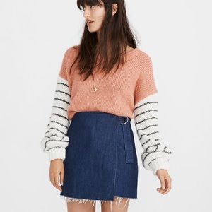 Made well Raw Hem Denim Wrap Skirt